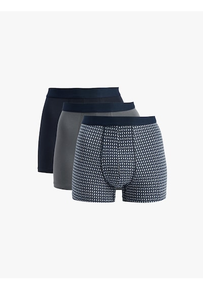 Koton Pamuklu Desenli 3'lü Boxer Seti Bej Desenli 6slm90018mk Ekru Desenli