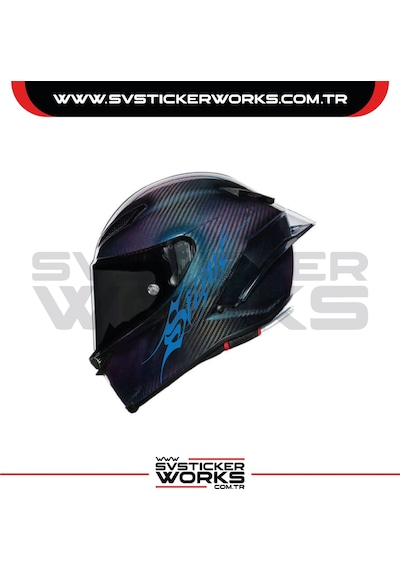 Silent Sticker Kask Sticker Kasklar Uyumlu Tek Yön 1 Adet Mavi