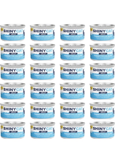 Gimcat Shiny Cat Jöle İçersinde Ançüezli Ton Balığı Yetişkin Kedi Konservesi 24 x 70 G