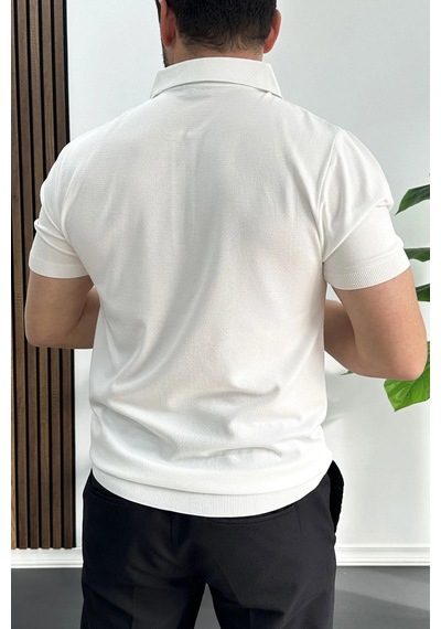 Erkek Çizgi Desenli Polo Yaka Beyaz Edw458 Beyaz