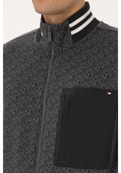 U.S. Polo Assn. Erkek Regular Fit Gri Fermuarlı Örme Hırka 50309985-vr024