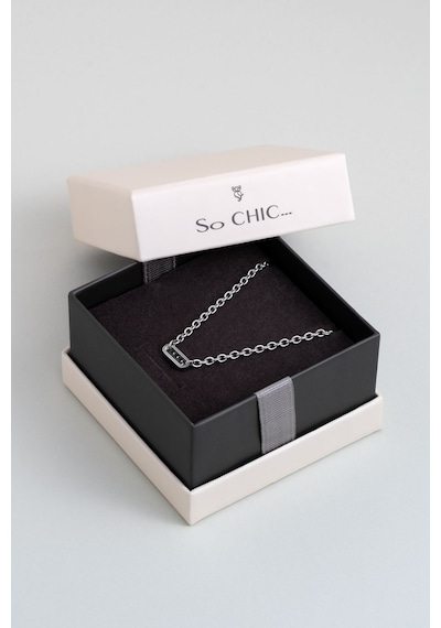 So Chic Zirkon Taş Detaylı Çelik Erkek Kolye Çelik