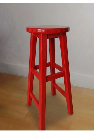 Ahşap Tabure 70 Cm Kırmızı