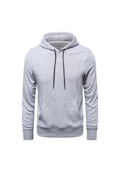 Efnaz Style Erkek Uzun Kol Kapşonlu Basic Sweatshirt Hoodie - Gri