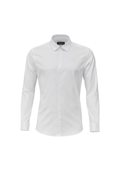 Erkek Klasik Gömlek Pamuklu Esnek Kumaş,slim Fit Uzun Kollu, Fransız Manşetli Plus Scorpion Beyaz