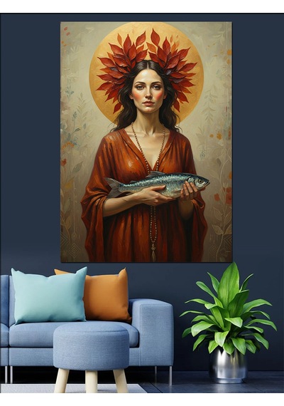 Ahşap Tablo Balık Vekadın Sanat Eseri