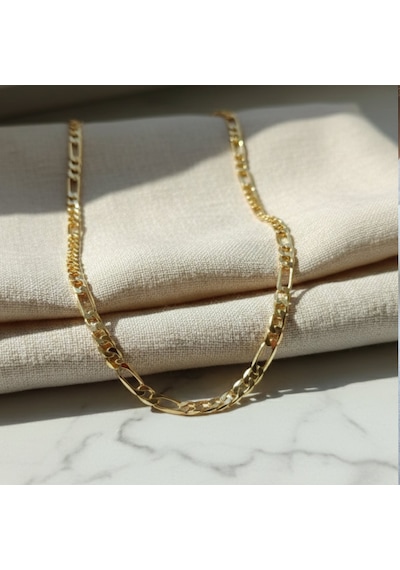 Lente Aksesuar Gold Figaro Zincir Kolye - 14k Altın Kaplama Nostaljik Lüks Kadın Kolye Altın