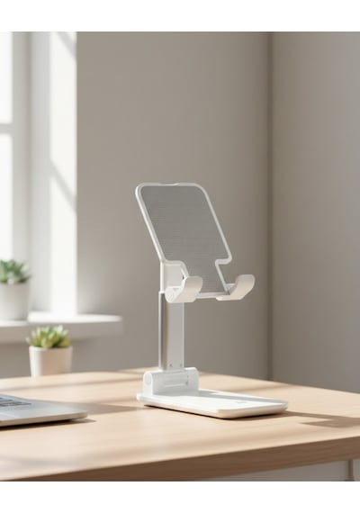 Ayarlanabilir Ergonomik Katlanabilir Masaüstü Telefon Tutucu Beyaz Standart