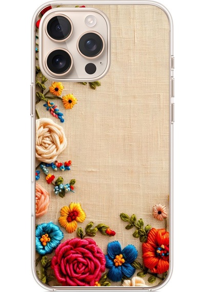 İphone 16 Pro Max Uyumlu İşlemeli İğne Oyası Baskılı Silikon Kılıf