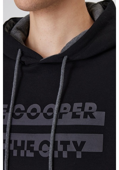 Lee Cooper Tess Erkek Kapüşonlu Sweatshırt Siyah-15423 Siyah