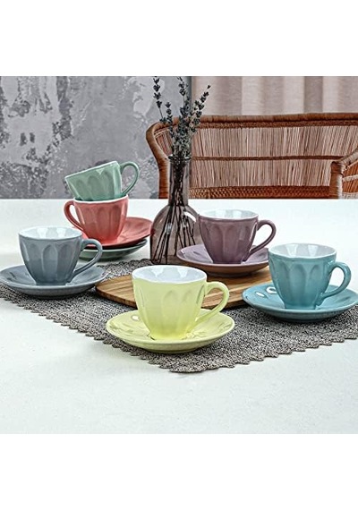 Soft Çay Fincan Takımı 12 Parça 6 Kişilik Açık Gri