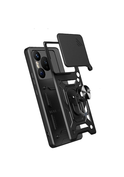 Zore Huawei Pura 70 5g Kılıf Magnetik Standlı Kamera Korumalı Ogaa Sürgülü Vega Kapak - Siyah