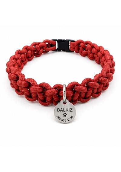 Pawroots El Yapımı Paracord Köpek Tasması + Kişiye Özel 304 Paslanmaz Çelik İsimlik Orta Ve Büyük Irklar İçin Kırmızı Pawroots El Yapımı Paracord Köpek Tasması + Kişiye Özel 304 Paslanmaz Çelik İsimlik Orta Ve Büyük Irklar İçin Kırmızı