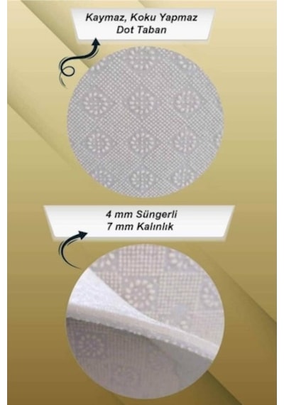 Yıkanabilir Dijital Baskılı Kaymaz Taban Modern Salon Halısı (550375249) Çok Renkli