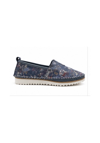 N Napa Shoe Np.108.fç.mavi Sneaker Napa Shoe Kadın Hakiki Deri Günlük Comfort Ayakkabı Mavi Çiçek Desenli