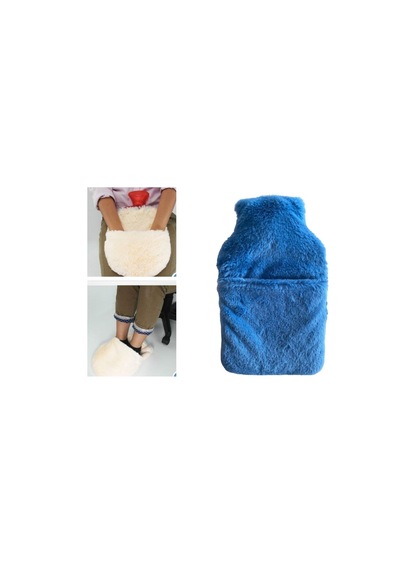 Sıcak Su Torbası Cepli Mavi Peluş Termofor 32,5x17,5cm 1500 Ml