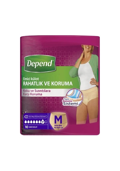Depend Kadın Emici Külot Hasta Bezi Orta Boy 36-42 Beden 10 Adet Standart