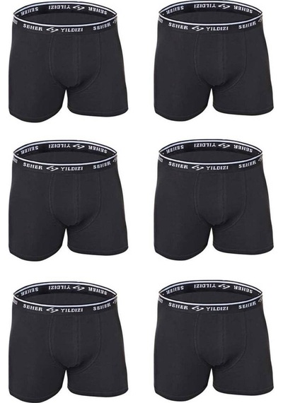 6'lı Paket Seher Likralı Erkek Boxer Siyah