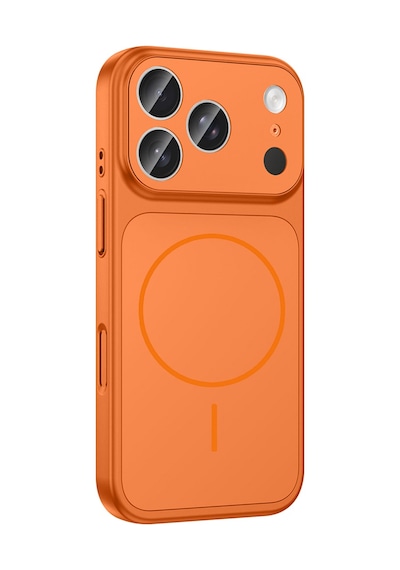 Apple Uyumlu iPhone 17 Pro Max Kılıf Şarj Özellikli Kamera Lensli 1.8mm İnce Sert Formen Kapak Turuncu