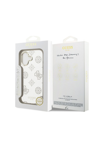 Apple Uyumlu iPhone 17 Kılıf Guess Lisanslı Metal Kamera Çerçeveli Simli Peony Aynalı Kapak Gümüş Gümüş