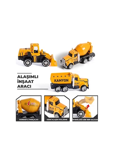 64 Parça Dev İnşaat Şantiye Seti: Sesli Işıklı Açılır İş Makineli Vinçli Aksesuarlı Şantiye Seti
