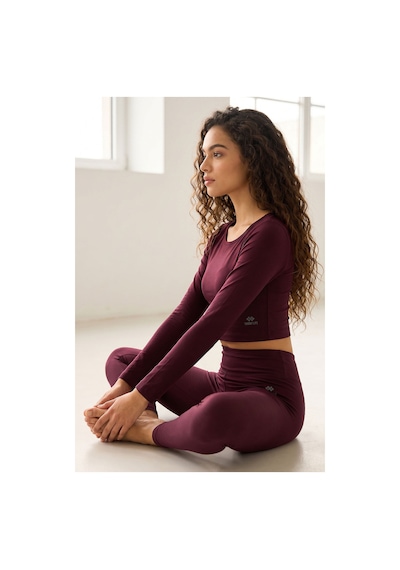 Tommylife Bordo Yüksek Bel Uzun Kollu Slim Fit Crop Top Kadın Tayt Takım - 95286 Tommylife Bordo Yüksek Bel Uzun Kollu Slim Fit Crop Top Kadın Tayt Takım - 95286