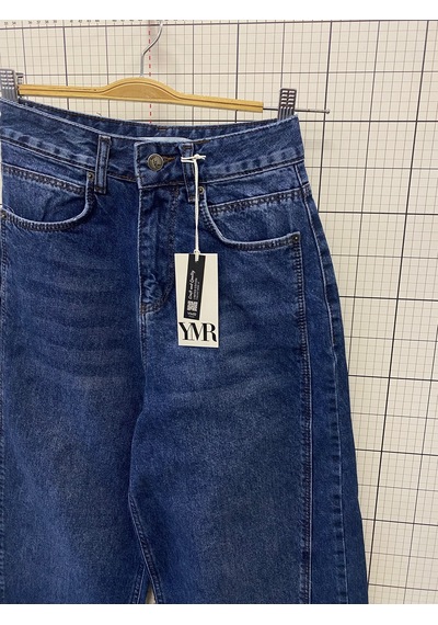 Ymr Moda Mavi Ön Detaylı Salaş Kadın Jeans Kot Pantolon 26608