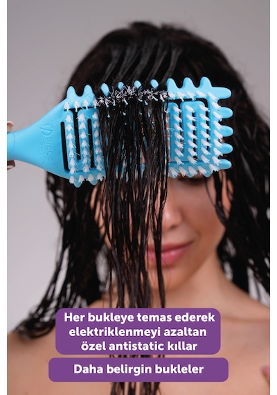 Pro Curlybrush - Kıvırcık Saçlar İçin Bukle Belirginleştirici Saç Fırçası Mavi