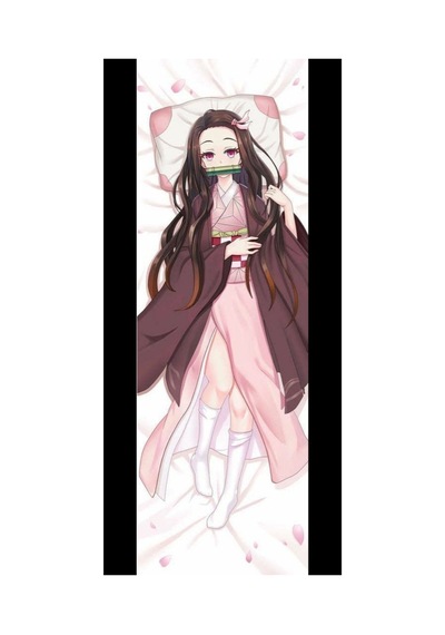 Anime- Demon Slayer - Nezuko Desenli Sarılma Yastığı Hugging Pillow Kılıfı Çok Renkli