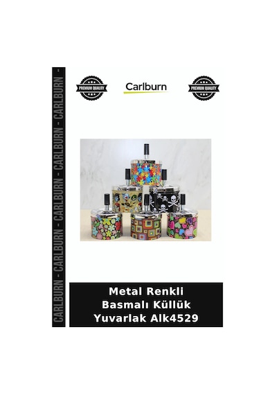 Özel Üretim Metal Renkli Basmalı Küllük Yuvarlak Alk4529