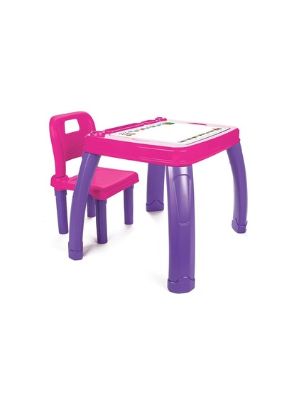 Pilsan Sandalyeli Çalışma Masa - Pembe Çok Renkli