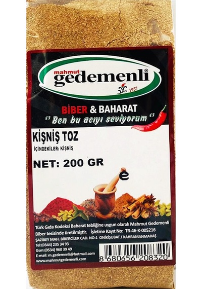 Gedemenli Kişniş Toz 200 G