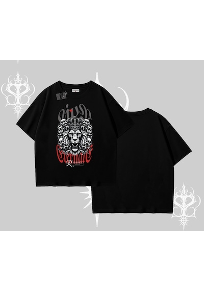 Startmore Startmore Oversize Tshirt Crowned Lion Rock Authority Myth Siyah