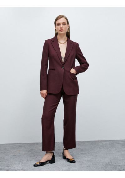 Koton Düz Paça Kumaş Pantolon Yüksek Bel Bordo 4wak40103uw 4WAK40103UW467 Bordo