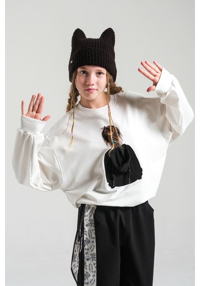 Loco Loco Ekru Baskılı Çocuk Sweatshirt