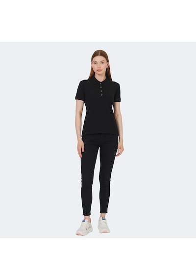 Slazenger VERA I Kadın Polo Yaka Siyah Tişört