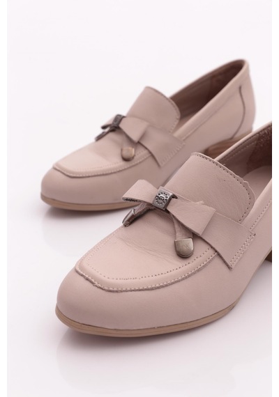Mammamia D25ya-3365 Kadın Deri Loafer Ayakkabı Sılver Grey Pen