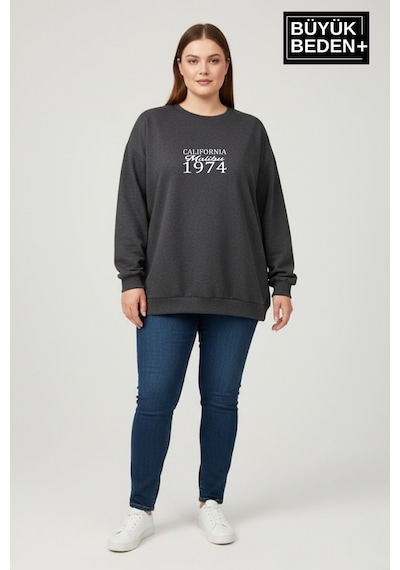 Süperlife Kadın Büyük Beden California 1974 Baskılı Bisilet Yaka İnce Sweatshirt Spr26bswk956-2 Antrasit Süperlife Kadın Büyük Beden California 1974 Baskılı Bisilet Yaka İnce Sweatshirt Spr26bswk956-2 Antrasit