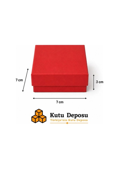 7x7x3 Cm Tam Kapaklı Selefonlu Süngerli Takı Kutusu - Kırmızı Demonte 50 Adet