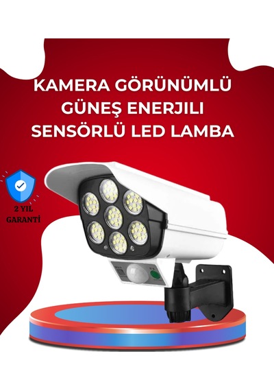 Uzaktan Kumandalı Güneş Enerjili Led Güvenlik Lambası Kamera Tipi Hareket Sensörlü - Lisinya Sarı