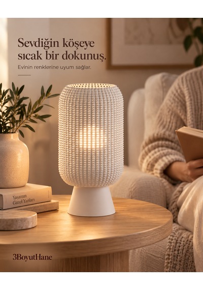 Modern Dekoratif Masa Lambası Salon Ve Yatak Odası İçin Abajur, 10 Renk Seçeneği, E14 Led Uyumlu Beyaz