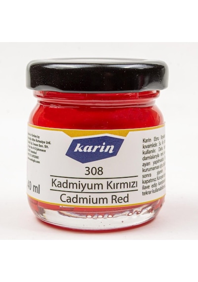 Karin Ezilmiş Ebru Boyası 40ml 308 Kadmiyum Kırmızı
