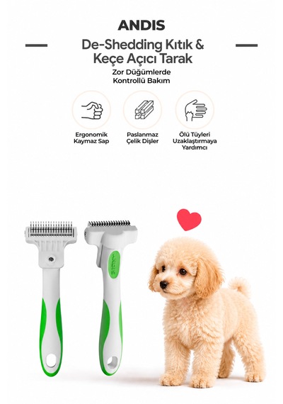 Andis Deshedding Compact Dökülmüş Tüy Çıkartma Tarağı Sık Dişli