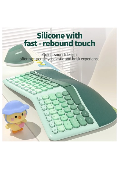 Mofıı Bomı Kablosuz Klavye Mouse Seti 2.4g Ergonomik 84 Tuş Renk Geçişli Set Optik