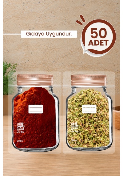 Bakır Desenli Mini Boy Kavanoz Görünümlü Kilitli Doypack Saklama Poşeti 11x15 Cm - 200 Ml 50 Adet ŞEFFAF