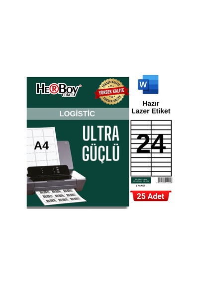 Herboy Hb-1224 105 X 23 Mm A4 Laser Etiket 25 Adet
