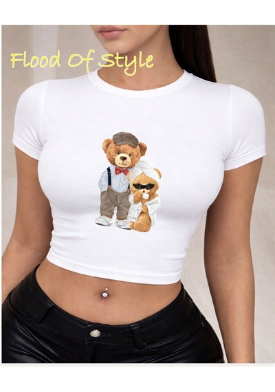 Flood Of Style Beyaz Babby Tee Ayıcık Bornoz Özel Tasarım