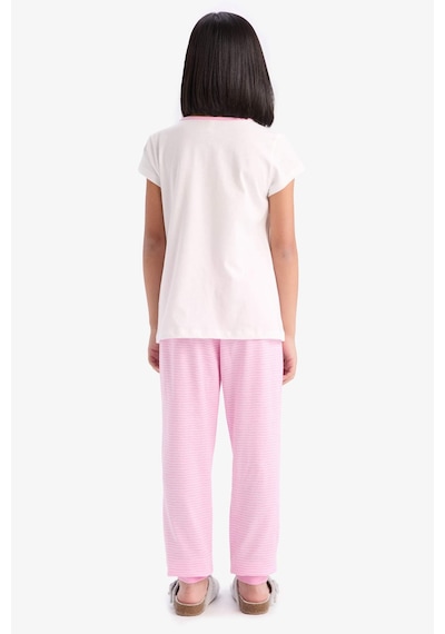DeFacto Kız Çocuk Pijama Takımı Baskılı Kısa Kollu Üst Beli Lastikli Uzun Alt E2220A825SMER85 Ekru DeFacto Kız Çocuk Pijama Takımı Baskılı Kısa Kollu Üst Beli Lastikli Uzun Alt E2220A825SMER85 Ekru