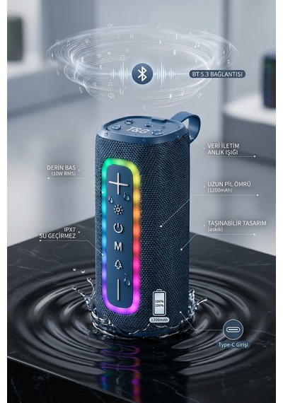 Taşınabilir Kablosuz Bluetooth Hoparlör Rgb Işıklı / Fm Radyo Tg-428