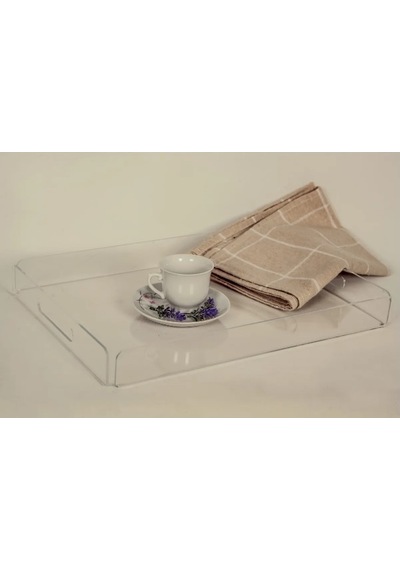 Şeffaf Pleksi Tepsi 35x25 Cm Servis Kahve Çay Ve Sunum Tepsisi
